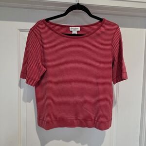 Jones New York Pink Stripe Short Sleeve Top